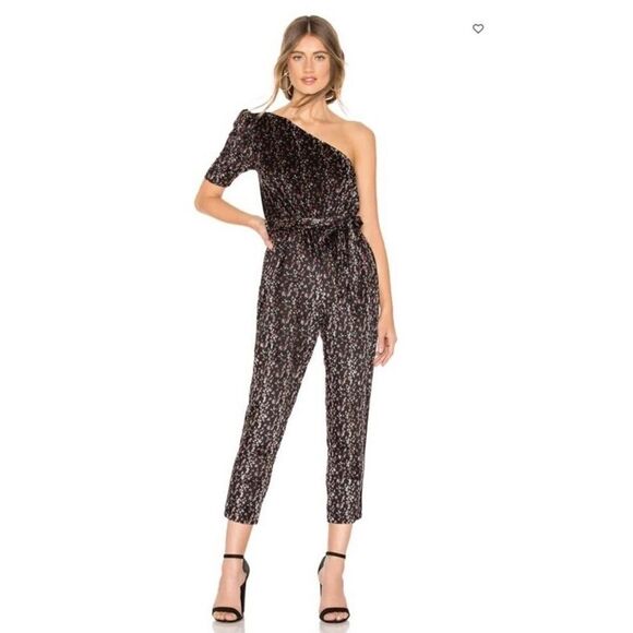 Revolve Tularosa Knowles Floral Velvet One Sleeve Jumpsuit XS - Picture 1 of 14